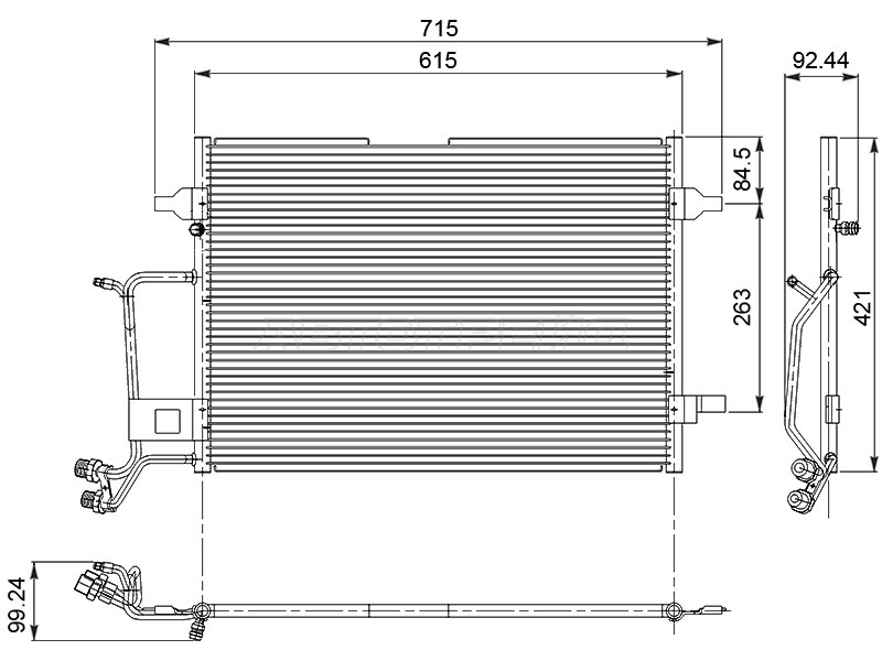 Радиатор кондиционера Audi A3 96-19  / A4 94-  / A5 07-  / A6 94-18  / Skoda Kodiaq 16-22  / Octavia 12-20  / Volkswagen Golf 91-19  / Passat 80-  / Polo 94-22  / Tiguan 16-  / Audi A2 99-05  / A4 allroad quattro 09-16  / A6 allroad quattro 00-19  / Q2 16-  / SEAT Alha (SAT: ST-47-0039)