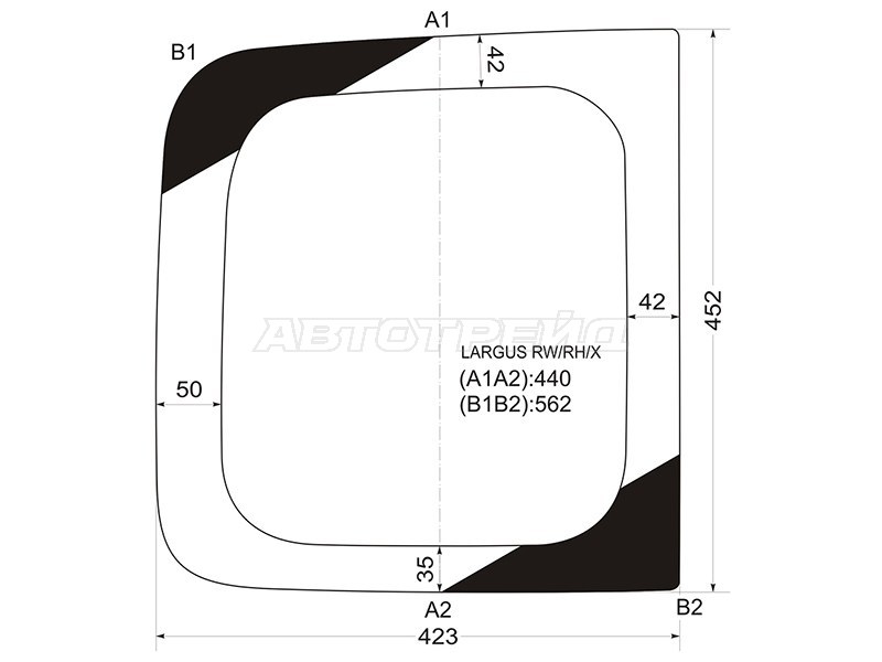 Стекло заднее (Цвет зеленый / правое) Dacia Logan Mcv 08-12  / LADA Largus 12-  / Largus Cross 14-22 (XYG: LARGUS RW/RH/X)
