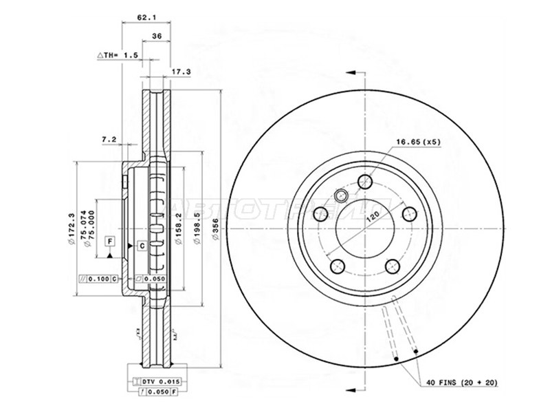 Диск тормозной (Перед) BMW X5 99-06 (SAT: ST-34116756847)