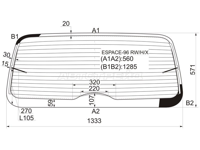Стекло заднее (Цвет зеленый / Обогрев) Renault Espace 96-02 (XYG: ESPACE-96 RW/H/X)