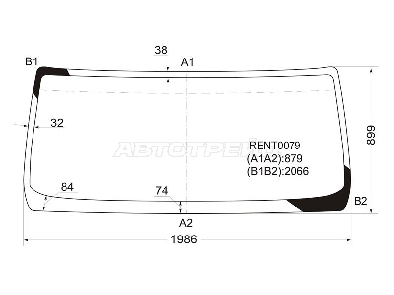 Стекло лобовое Daf LF 06-13  / Renault Midlum 00-13  / Volvo FL 06-13 (KMK: RENT0079)