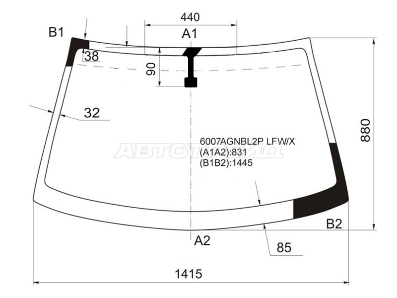 Стекло лобовое Nissan Almera 00-06  / Bluebird Sylphy 00-05  / Sunny Asia 00-12 (XYG: 6007AGNBL2P LFW/X)