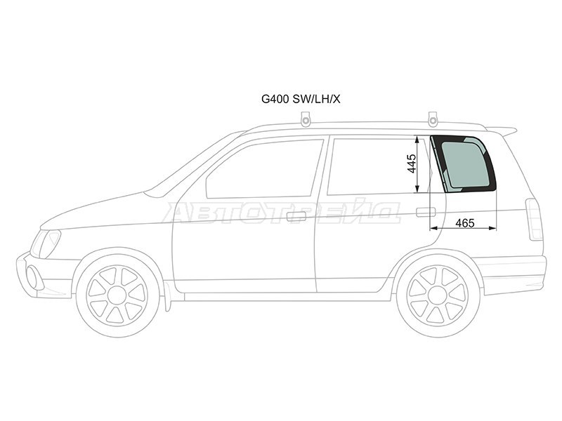Стекло кузова боковое (не опускное) (Слева / Цвет зеленый) Daihatsu Grand Move 99-04  / Pyzar 96-02 (XYG: G400 SW/LH/X)