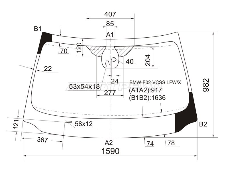 Стекло лобовое (Камера / Датчик дождя) BMW 7-Series 08-12 (XYG: BMW-F02-VCSS LFW/X)