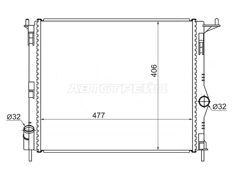 Радиатор Nissan Almera 12-19  / Renault Logan 04-16  / Sandero 09-14  / Dacia Logan 04-08  / Logan Mcv 08-12  / Sandero 08-12  / LADA Largus 12-21  / Largus Cross 14-21  / Renault Sandero Stepway 10-14 (SAT: SG-RN0002-08-R)