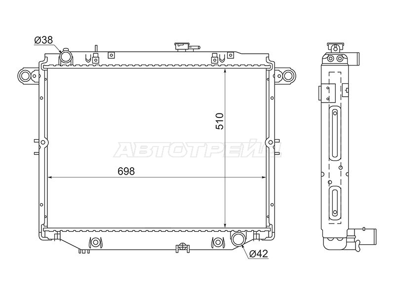 Радиатор Toyota Land Cruiser (J100) 98-07  / Lexus LX 98-07  / Toyota Land Cruiser Cygnus 98-07 (SAT: TY0009-100)