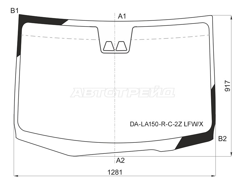 Стекло лобовое (Две камеры) Daihatsu Move 14- (XYG: DA-LA150-R-C-2Z LFW/X)