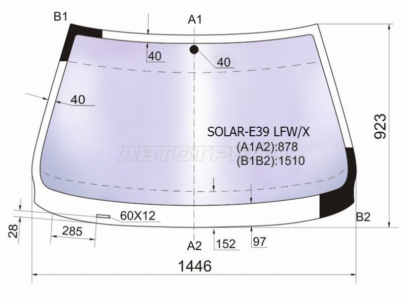 Стекло лобовое (Атермальное) BMW 5-Series 95-04 (XYG: SOLAR-E39 LFW/X)