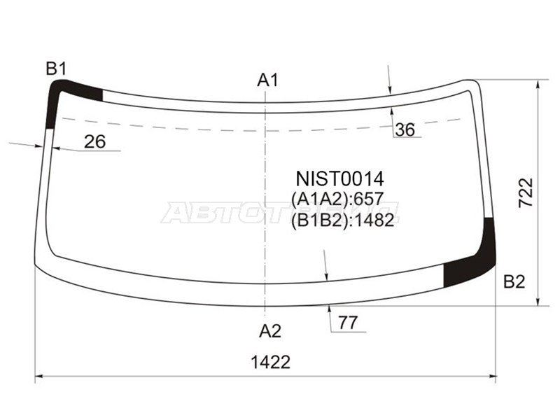 Стекло лобовое Nissan Cube 02-08  / Cube Cubic 03-08 (KMK: NIST0014)
