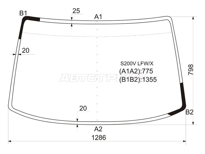 Стекло лобовое Daihatsu Atrai 99-05  / Hijet Truck 99-04  / Toyota Sparky 00-03 (XYG: S200V LFW/X)