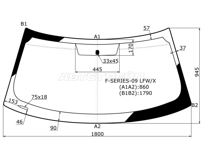 Стекло лобовое Ford F150 09-14 (XYG: F-SERIES-09 LFW/X)