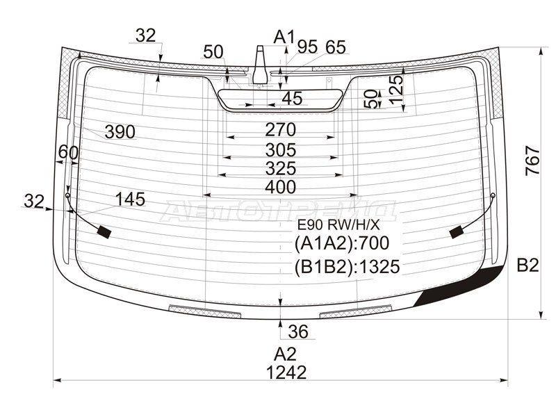Стекло заднее (Цвет зеленый / Обогрев / Антенна) BMW 3-Series 05-14  / M3 06-13 (XYG: E90 RW/H/X)