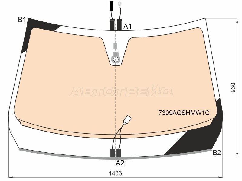 Стекло лобовое (Обогрев полный / Датчик дождя / Молдинг) Renault Arkana 18- (AGC: 7309AGSHMW1C)