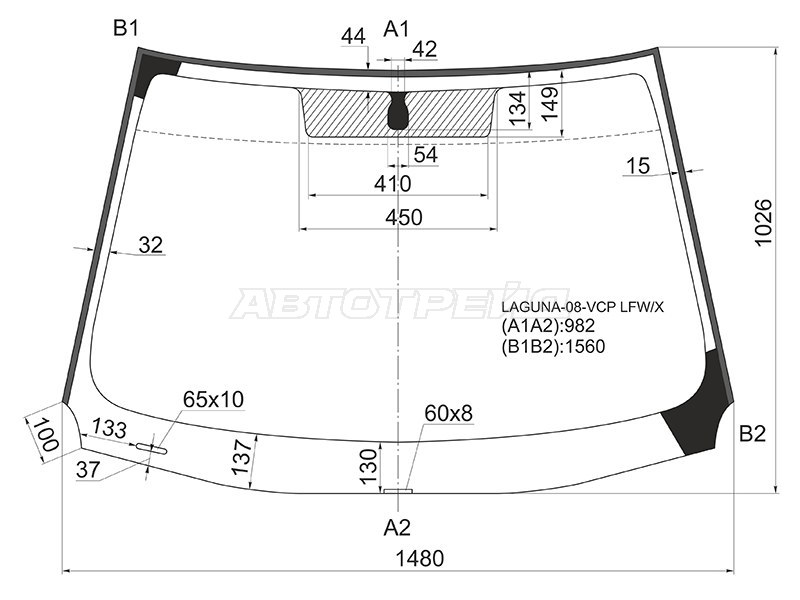 Стекло лобовое (Молдинг) Renault Laguna 07-15 (XYG: LAGUNA-08-VCP LFW/X)