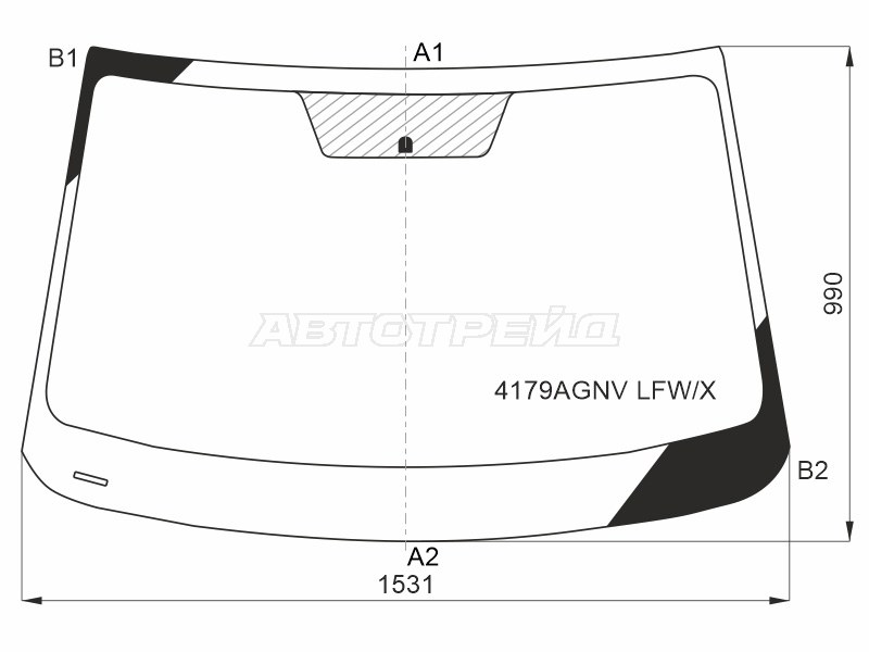 Стекло лобовое Hyundai Tucson 21-  / Santa Cruz 21- (XYG: 4179AGNV LFW/X)