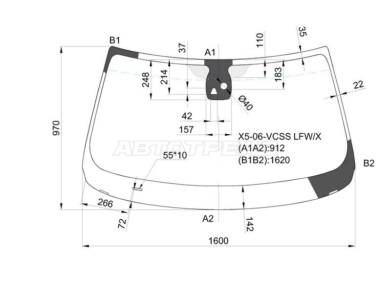 Стекло лобовое (Камера / Датчик дождя) BMW X5 06-13 (XYG: X5-06-VCSS LFW/X)