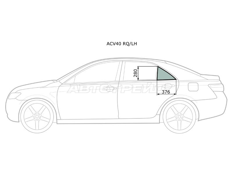 Стекло форточки (Цвет зеленый) Toyota Camry (XV40) 06-11  / Daihatsu Altis 06-10  / Toyota Aurion 06-12  / Camry UAE /USA 06-11 (XYG: ACV40 RQ/LH)