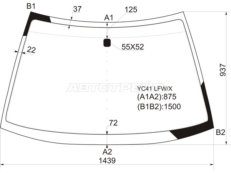 Стекло лобовое Mitsubishi Galant 96-03 (XYG: YC41 LFW/X)