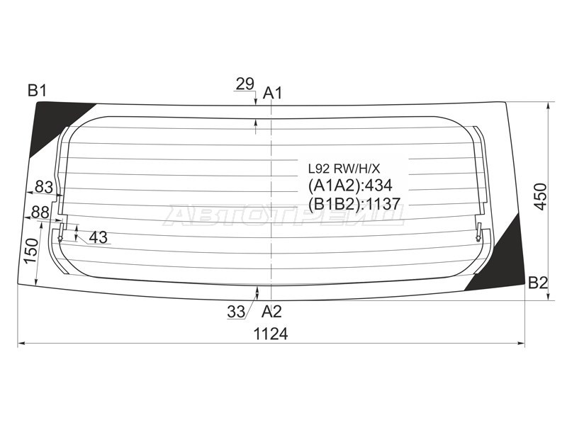 Стекло заднее (Цвет зеленый / Обогрев) Daihatsu Mira 06-18 (XYG: L92 RW/H/X)