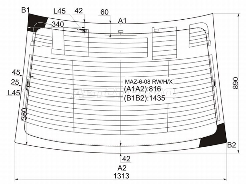 Стекло заднее (Цвет зеленый / Обогрев / Антенна) Mazda 6 07-12  / Atenza 07-12 (XYG: MAZ-6-08 RW/H/X)