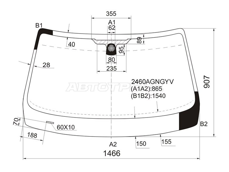 Стекло лобовое BMW X1 09-15 (FUYAO: 2460AGNGYV)