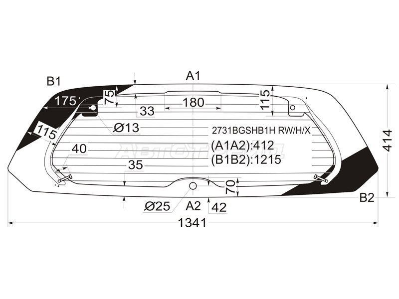 Стекло заднее (Цвет зеленый / Обогрев) Citroen C2 03-07 (XYG: 2731BGSHB1H RW/H/X)