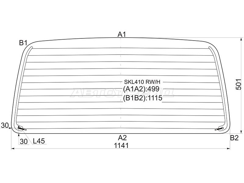 Стекло заднее (Цвет зеленый / Обогрев) Daewoo Damas 91-05  / Suzuki Carry Van 91-98 (XYG: SKL410 RW/H)