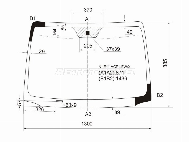 Стекло лобовое NISSAN NOTE 05-13 (XYG: NI-E11-VCP LFW/X)