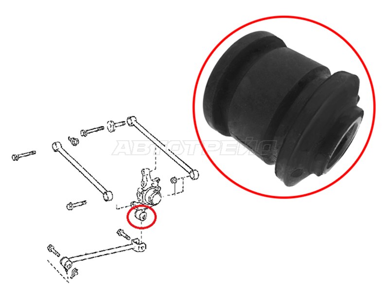 Сайлентблок задней цапфы TOYOTA COROLLA AE10# /CE10# /EE10# 1991-2002 (SAT: ST-42305-12130-U)