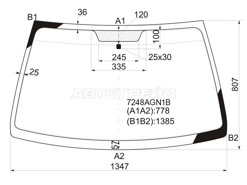 Стекло лобовое Renault Clio 98-09  / Symbol 99-08 (FUYAO: 7248AGN1B)