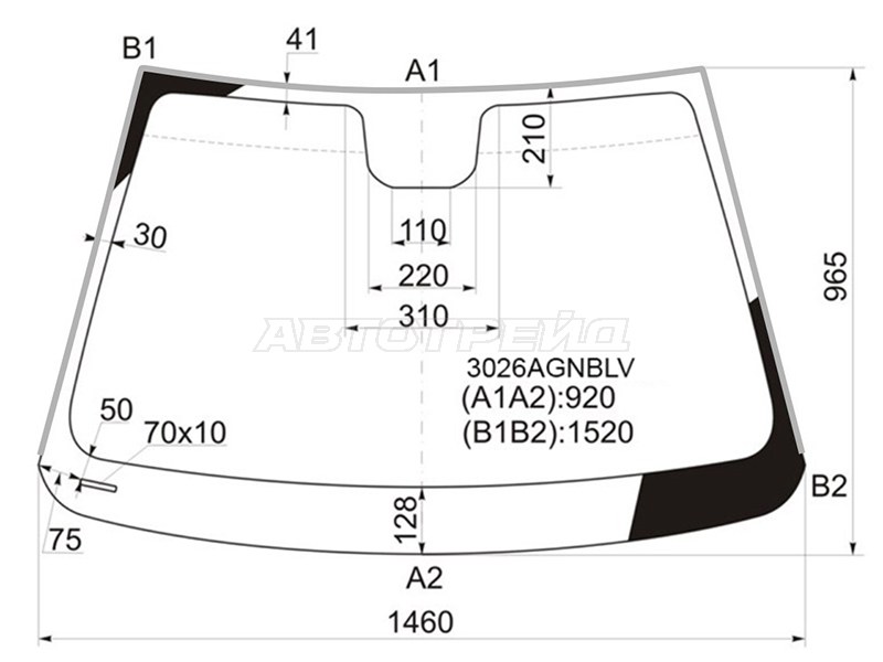 Стекло лобовое (Молдинг) Chevrolet Cruze 09-15  / Daewoo Lacetti 08-11 (FUYAO: 3026AGNBLVI)