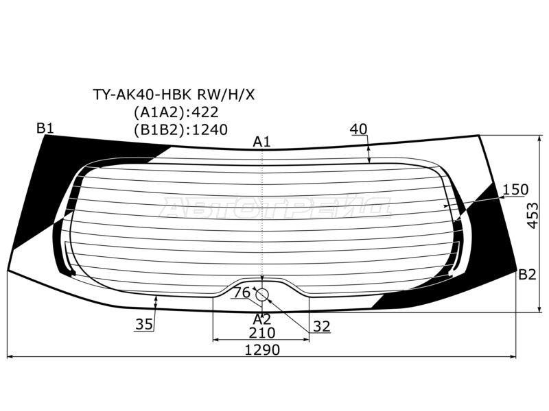 Стекло заднее (Цвет зеленый / Обогрев / Антенна) Toyota Prius Alpha 11-21  / Daihatsu Mebius 13- (XYG: TY-AK40-HBK RW/H/X)