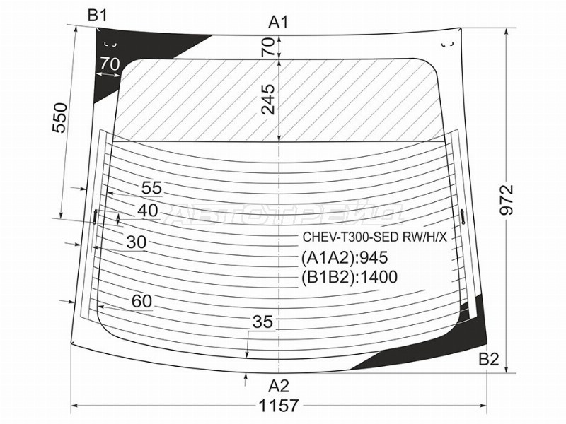 Стекло заднее (Цвет зеленый / Обогрев) Chevrolet Aveo 11-15 (XYG: CHEV-T300-SED RW/H/X)