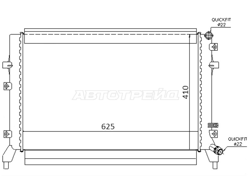 Радиатор Audi A3 03-13  / Skoda Octavia 04-13  / Volkswagen Golf 08-16  / Passat 05-15  / Tiguan 06-17  / Skoda Superb 08-15  / Yeti 09-18  / Volkswagen Beetle 11-16  / Eos 06-15  / Touran 10-15 (SAT: SG-VW0008-3)