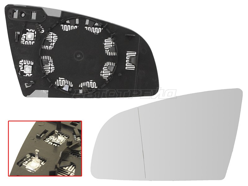 Полотно зеркала Audi A3 03-08  / A4 00-09  / A6 04-08 (Слева / Обогрев / асферическое) (SAT: ST-121-0027)