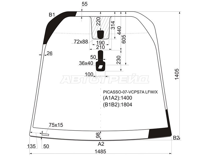 Стекло лобовое (Датчик дождя / Молдинг) Citroen C4 Picasso 07-14  / Grand C4 Picasso 07-14 (XYG: PICASSO-07-VCPS7A LFW/X)