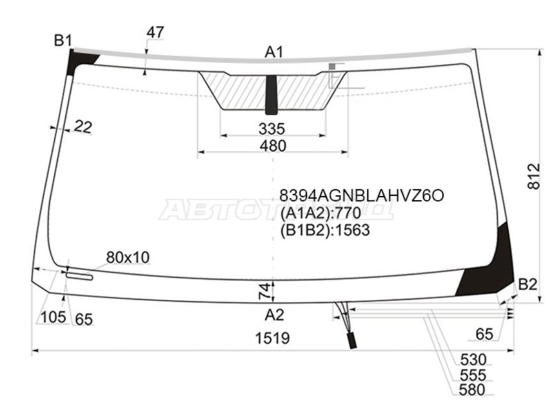 Стекло лобовое (Обогрев щеток / Антенна / Молдинг) Toyota Land Cruiser Prado (J150) 17- (FUYAO: 8394AGNBLAHVZ6O)