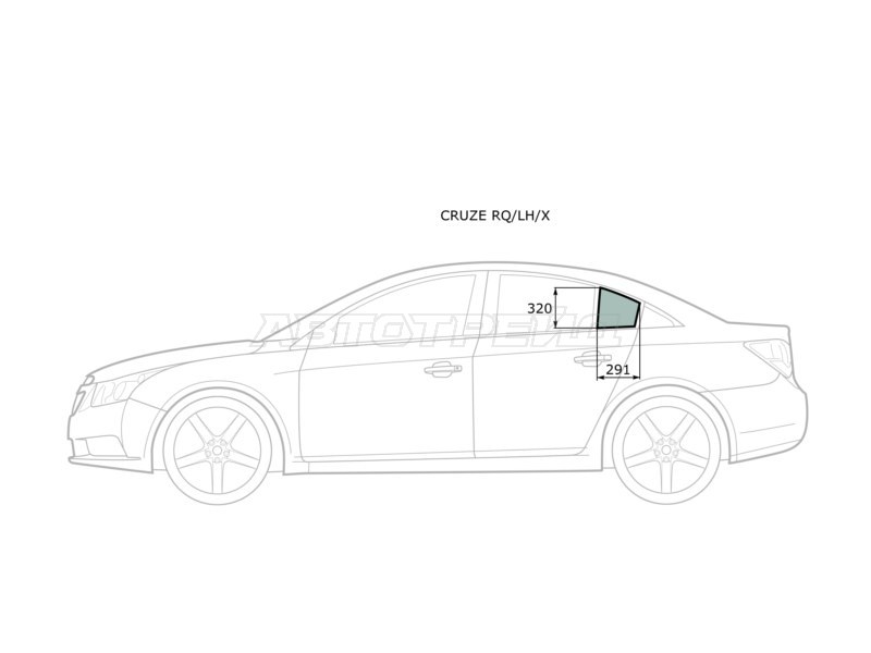 Стекло форточки (Цвет зеленый) Chevrolet Cruze 09-15  / Daewoo Lacetti 08-11 (XYG: CRUZE RQ/LH/X)
