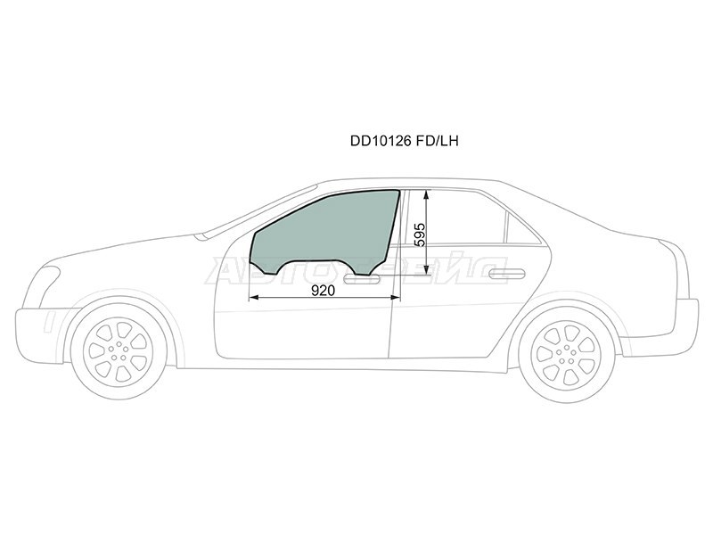 Стекло боковое опускное (Спереди / Слева / Цвет зеленый) Cadillac CTS 02-07 (XYG: DD10126 FD/LH)