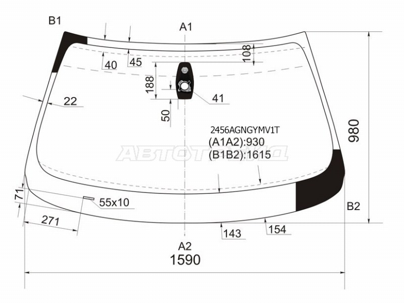 Стекло лобовое (Датчик дождя) BMW X6 08-14 (FUYAO: 2456AGNGYMV1T)