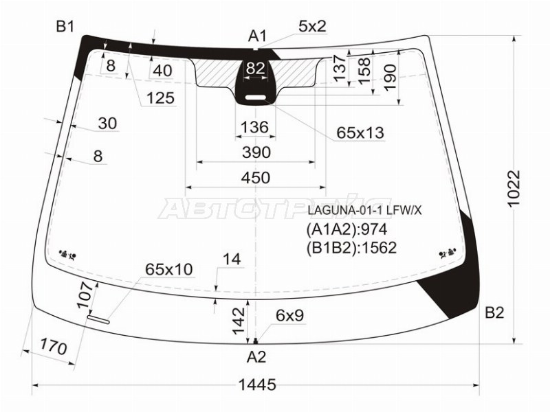 Стекло лобовое (Датчик дождя) Renault Laguna 00-05 (XYG: LAGUNA-01-1 LFW/X)
