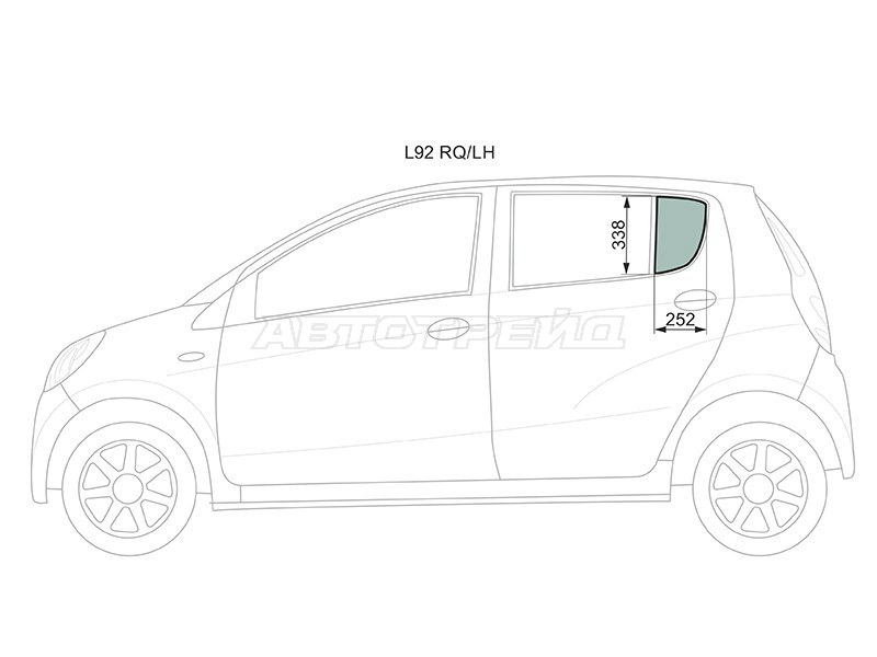 Стекло форточки (Цвет зеленый) Daihatsu Mira 06-18 (XYG: L92 RQ/LH)