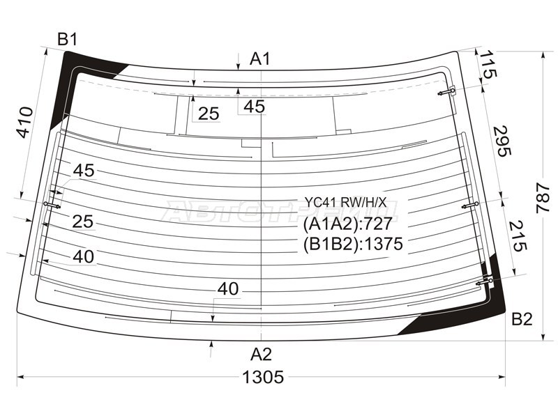 Стекло заднее (Цвет зеленый / Обогрев / Антенна) Mitsubishi Galant 96-03 (XYG: YC41 RW/H/X)
