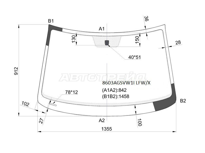 Стекло лобовое Volkswagen Polo 09-15 (XYG: 8603AGSVW1I LFW/X)
