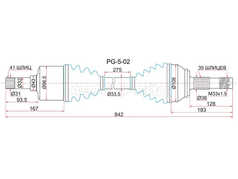 Привод в сборе FR LH PEUGEOT BOXER III 06- /CITROEN JUMPER III 06- /FIAT DUCATO III 06- (SAT: PG-5-02)