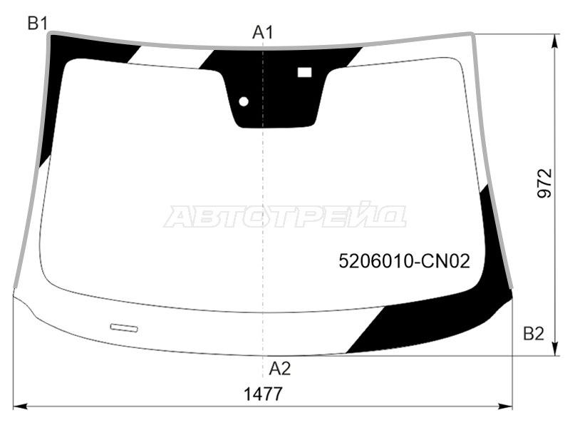 Стекло лобовое (Датчик дождя / Молдинг) Changan UNI-T 20- (FUYAO: 5206010-CN02)