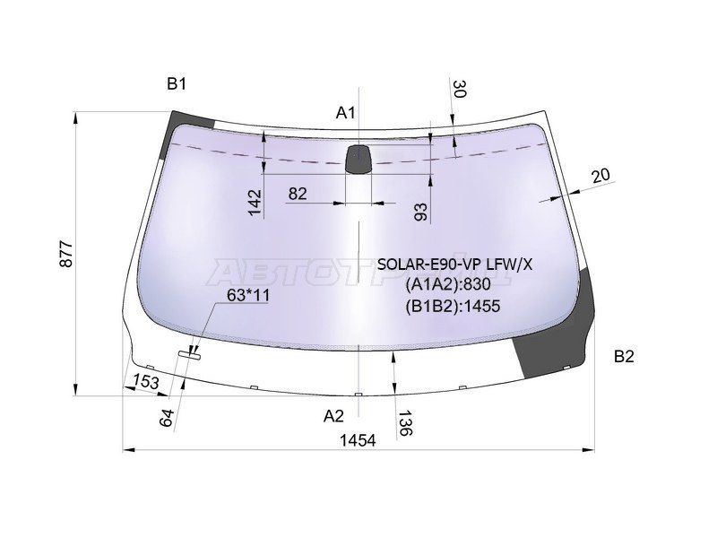 Стекло лобовое (Атермальное) BMW 3-Series 05-14  / M3 06-13 (XYG: SOLAR-E90-VP LFW/X)
