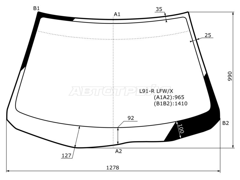 Стекло лобовое Daihatsu Move 06-10 (XYG: L91-R LFW/X)