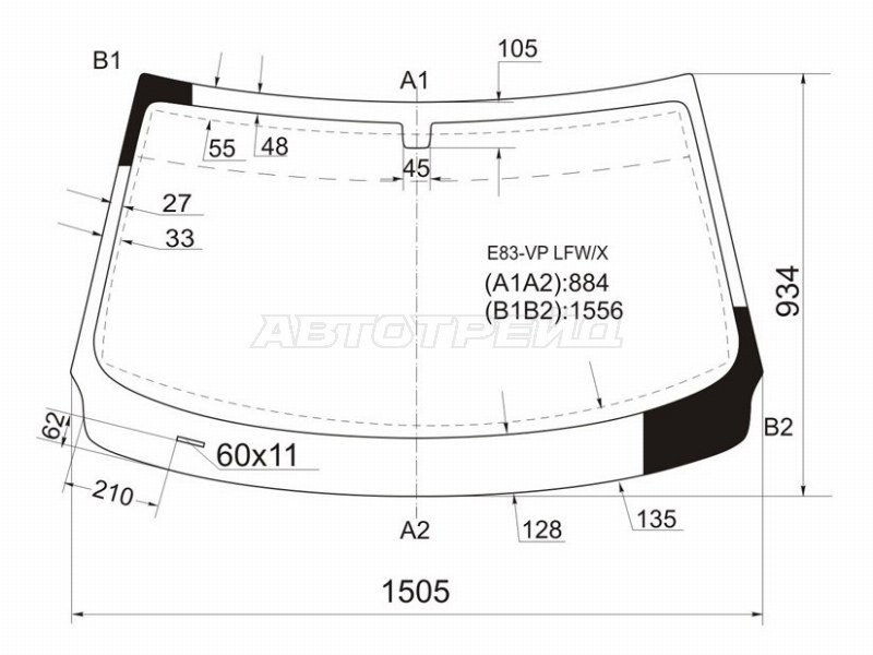 Стекло лобовое BMW X3 03-10 (XYG: E83-VP LFW/X)