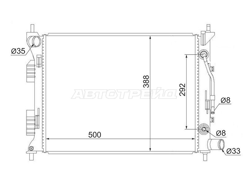 Радиатор Hyundai Solaris 10-17  / Kia Rio 11-17  / Hyundai Accent 11-17  / i20 12-19  / Veloster 11-18 (SAT: SG-HY0016-R)
